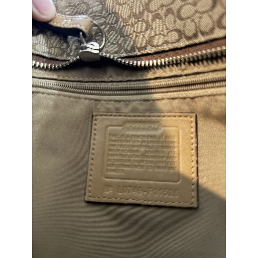COACH L0749-F11526 Gallery Monogram Tote Handbag Canvas Leather Khaki Brown - Picture 4 of 6
